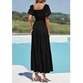 thumbnail image 3 of PRETTYGARDEN Womens Summer Puff Short Sleeve Maxi Dress Square Neck Smocked Tiered Ruffle A Line Long Flowy Beach Dresses, 3 of 8