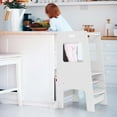 thumbnail image 4 of Costway Toddler Kitchen Step Stool with Activity Chalkboard Adjustable Height & Safety Rail White, 4 of 9