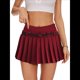 thumbnail image 2 of Minifalda Plisada Elástica de Corte A con Cinturón para Mujer, Estilo Y2K Vino Tinto M, 2 of 7