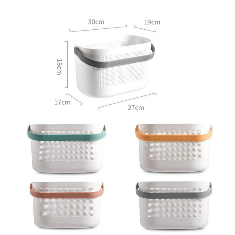 Plastic Storage Basket, Plastic Basket, Multi-Use Plastic Bins with Handles  Home Organization Bathroom Storage Bins Plastic Baskets for Home Kitchen  Bathroom 