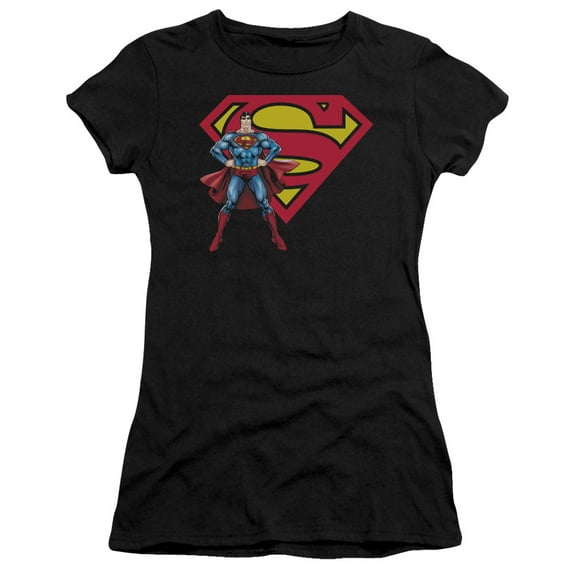 Superman Superman & Logo Junior Women's T-Shirt Sheer Black