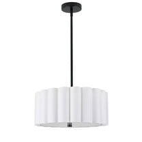 Dainolite 3 Light Matte Black Pendant w/ White Shade