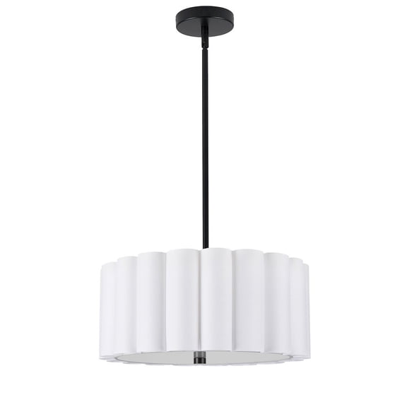 Dainolite 3 Light Matte Black Pendant w/ White Shade