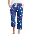 thumbnail image 1 of Timegard Capri Pants for Women Independence Day Print Elastic Waisted Drawstring Casual Pants with Pockets, 1 of 4