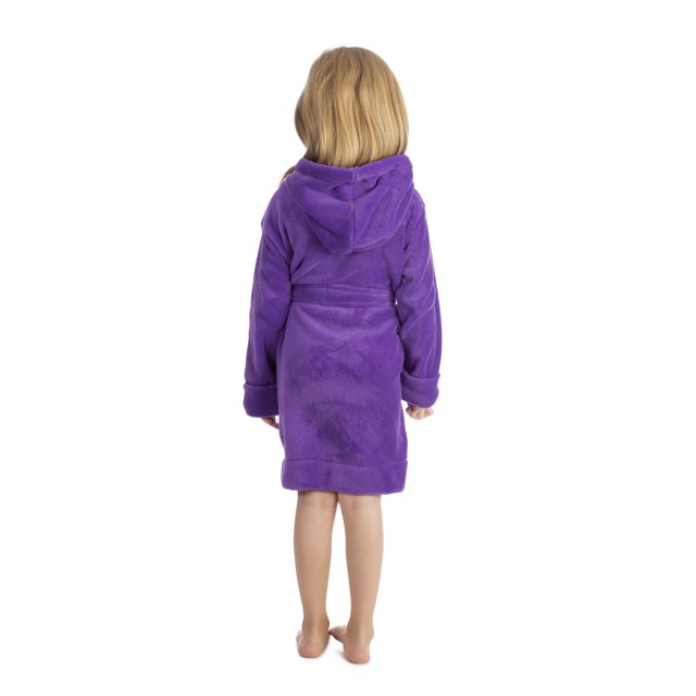 Elowel Robe de Nuit en Polaire à Capuche pour Garçons et Filles Violette Taille 10Y