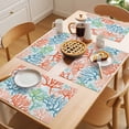 thumbnail image 5 of Ocean Coral Placemats Set of 6 Orange Red Green Turquoise Plant Branch Place Mats Indoor Wipeable Table Mats Washable Cloth Dining Table Placemats for Kitchen Holiday Party Home Decor 13x19 Inch, 5 of 9