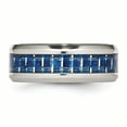 thumbnail image 3 of Stainless Steel Polished Blue/White Carbon Fiber Inlay Ring 8 Size, 3 of 6