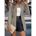 thumbnail image 4 of Female'S Ruched 3/4 Sleeve , Slim Fit Jackets with Padded Shoulder for Business Casual Khaki XL, 4 of 8