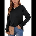 thumbnail image 2 of Sudadera Informal de Cuello Redondo para Mujer, Larga, Corte Holgado, Cuello Alto, Forro Cómodo, Prendas de Moda para Otoño. Negro L, 2 of 8
