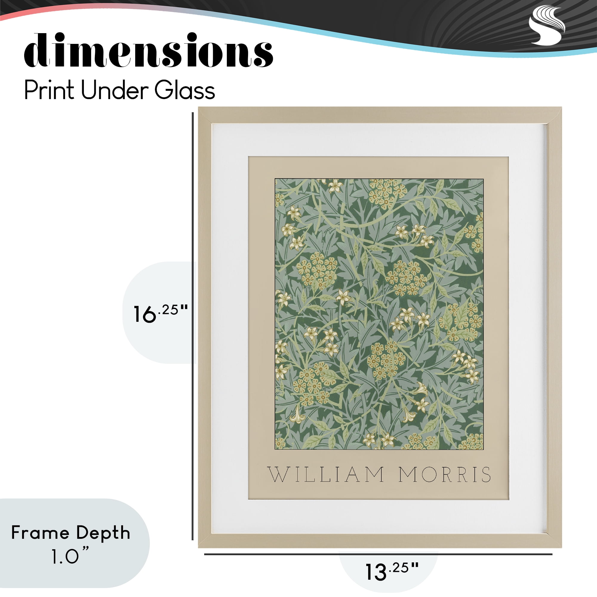 Stupell Industries William Morris Green Tones Birch Framed Print Under Glass, design by Lil' Rue