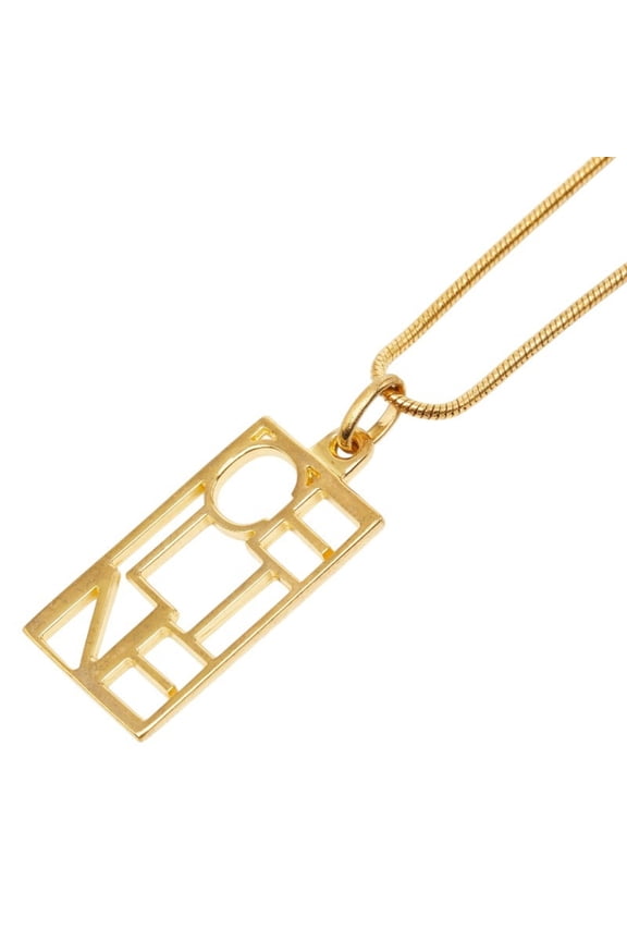 Pre-Owned Celine Logo Plate Chain Pendant Necklace, Gold Plated, Women's.