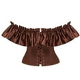 thumbnail image 4 of Stichou Womens Vintage Off Shoulder Corset Bustier Lace Up Boned Overbust Corset Renaissance Corset Tops for Women Coffee M, 4 of 5