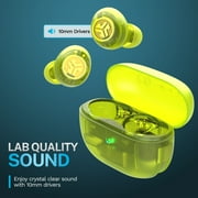 JLab GO Pop Active Noise Cancelling Bluetooth Earbuds with Charging Case, Transparent Neon Green