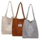 thumbnail image 1 of Bolso de pana para mujer, bolso casual, bolso de hombro tipo shopper de gran capacidad con 2 bolsillos Marrón oscuro + gris claro + blanco lechoso, 1 of 5