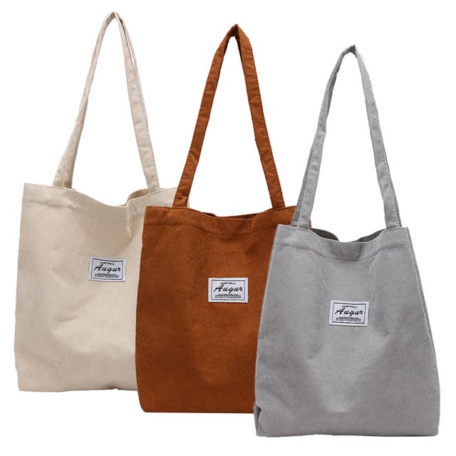 Bolso de pana para mujer, bolso casual, bolso de hombro tipo shopper de gran capacidad con 2 bolsillos Marrón oscuro + gris claro + blanco lechoso