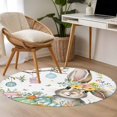 thumbnail image 5 of Round Area Rug 4ft, Spring Flower Easter Egg Rabbit Non-Slip Non-Shedding Floor Mat, Farmhouse Bunny Plant Washable Sturdy Carpet for Living Room Bedroom Home Decor, 5 of 9