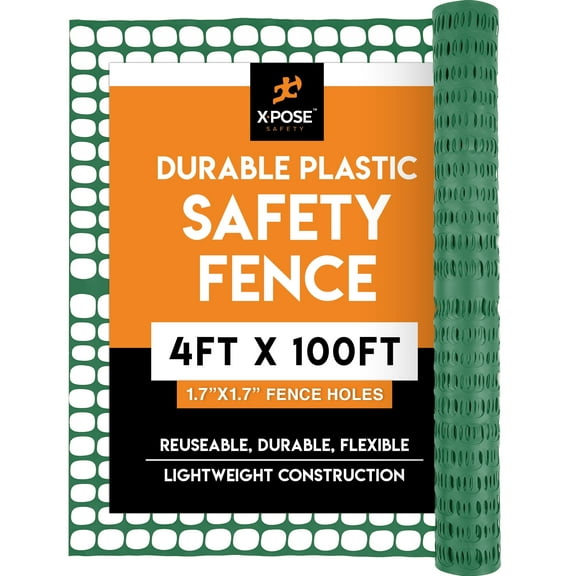 Xpose Safety Green Safety Privacy Fence - 4' x 100' - Garden Netting, Fencing Screen for Yard, Outdoor Snow, Dog and Pet Fence, Chicken Enclosure - Barrier Protection for Deer, Rabbit, Small Animal