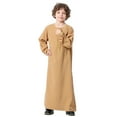 thumbnail image 5 of IBTOM CASTLE Robe for Boys Muslim Long Sleeve Thobe Abaya Saudi Arab Kaftan Islamic Zipper Arabic Dubai Dress with Pockets 11-12 Years Camel, 5 of 8