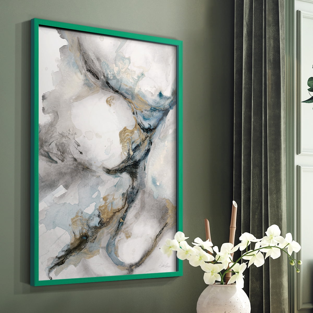 Meandering in Green Solid Wood 8 x 10 Framed Print
