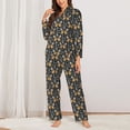 thumbnail image 2 of KLL Flower Butterfly Print Women's Long Sleeve Pajamas with Pants Sleepwear Loungewear 2 Set-X-Large, 2 of 7