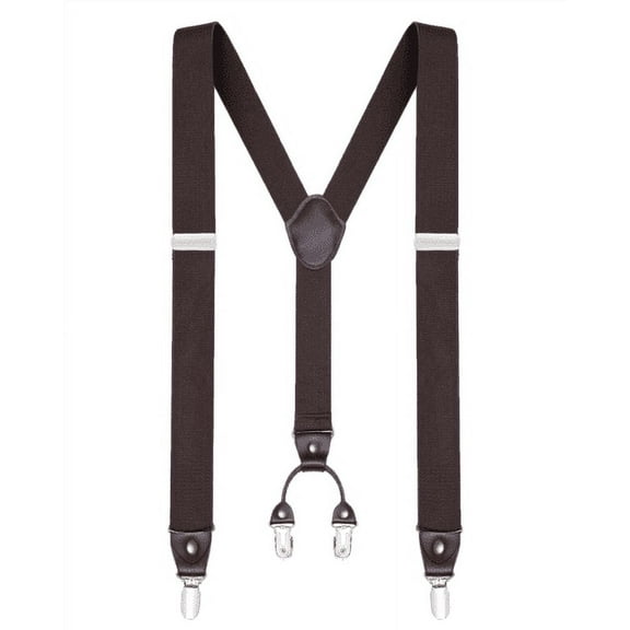 Buyless Fashion Suspenders for Men - 48" Elastic Adjustable Straps 1 1/4" - Y Shape - 5103-Brown