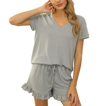 

Lacyie Ladies Pajamas Womens Pajamas Set 2 Piece Nightwear Sleepwear Tee And Shorts