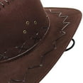 thumbnail image 7 of Western Cowboy Hat Suede Derby Panama Fedora Caps Summer Protection Outdoor Orange, 7 of 7