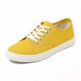 thumbnail image 2 of Pandaie Women's Fashion Sneakers Low Top Walking Running Tennis Shoes Lace up Non Slip Canvas Flats for Work Casual Daily Footwear Yellow,10.5, 2 of 8