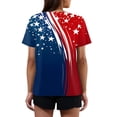 thumbnail image 4 of Iaqnaocc 4th Of July Womens Tops Summer Button Up V Neck Retro Shirts Patriotic American Flag Stars Freedom Short Sleeve Tee Tops Blue L, 4 of 4