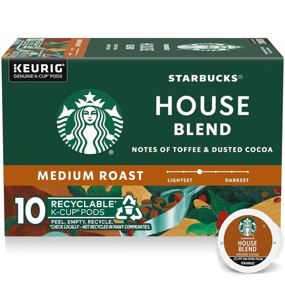 Starbucks K-Cup Coffee Pods, House Blend Medium Roast, 10 Count