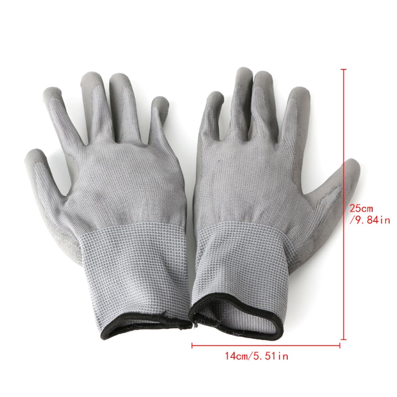 10Pairs Protective Safety Work Gloves PU Palm Coated Garden Builders Grip Size S 