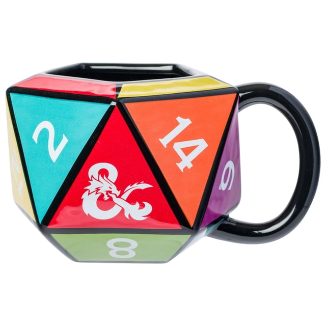 Silver Buffalo Dungeons & Dragons D20 - Taza esculpida 3D de cerámica, 20 onzas