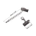 thumbnail image 2 of Unique Bargains 10Set Ribbon Crimp Clamp Ends Lobster Claw Clasps & Chain 16mm Metallic Black for DIY, 2 of 7