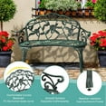 thumbnail image 5 of PurelyGoods 38.5" Patio Park Garden Outdoor Metal Rose Bench,Cast Iron Cast Aluminium Frame Antique Finish Chair,Accented Lawn Front Porch Path Yard Decor Deck Furniture for 2 Person Seat（Green&Black, 5 of 16