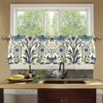 thumbnail image 4 of Yayeee Kitchen Curtains Tier Set of 2 Light Filtering 57"x24" Over Sink Window Panels, Blue Floral Pattern, 4 of 7