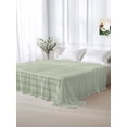 thumbnail image 6 of Twin Flat Sheet Only Minimalist Sage Green Grid Soft Microfiber Cooling Bedding Sheets Turquoise Linen Textured Flat Bed Sheet for Hotel,Home Decor, 6 of 9