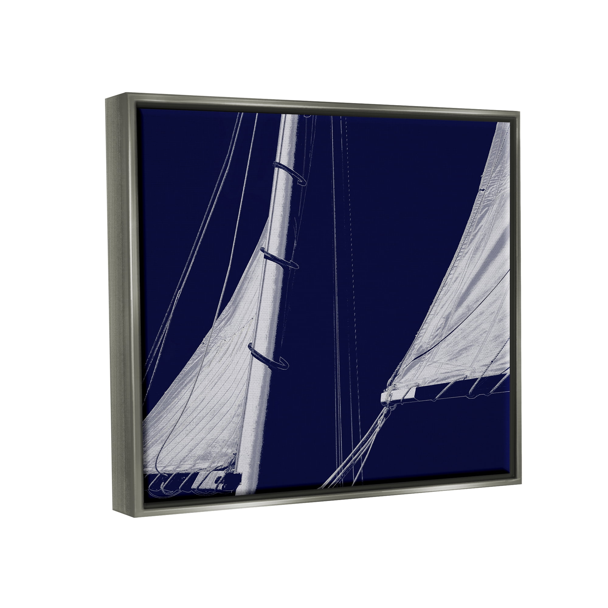 Stupell Marine Mast Sails Watercraft Boat Landscape Photography Gray Floater Framed Art Print Wall Art