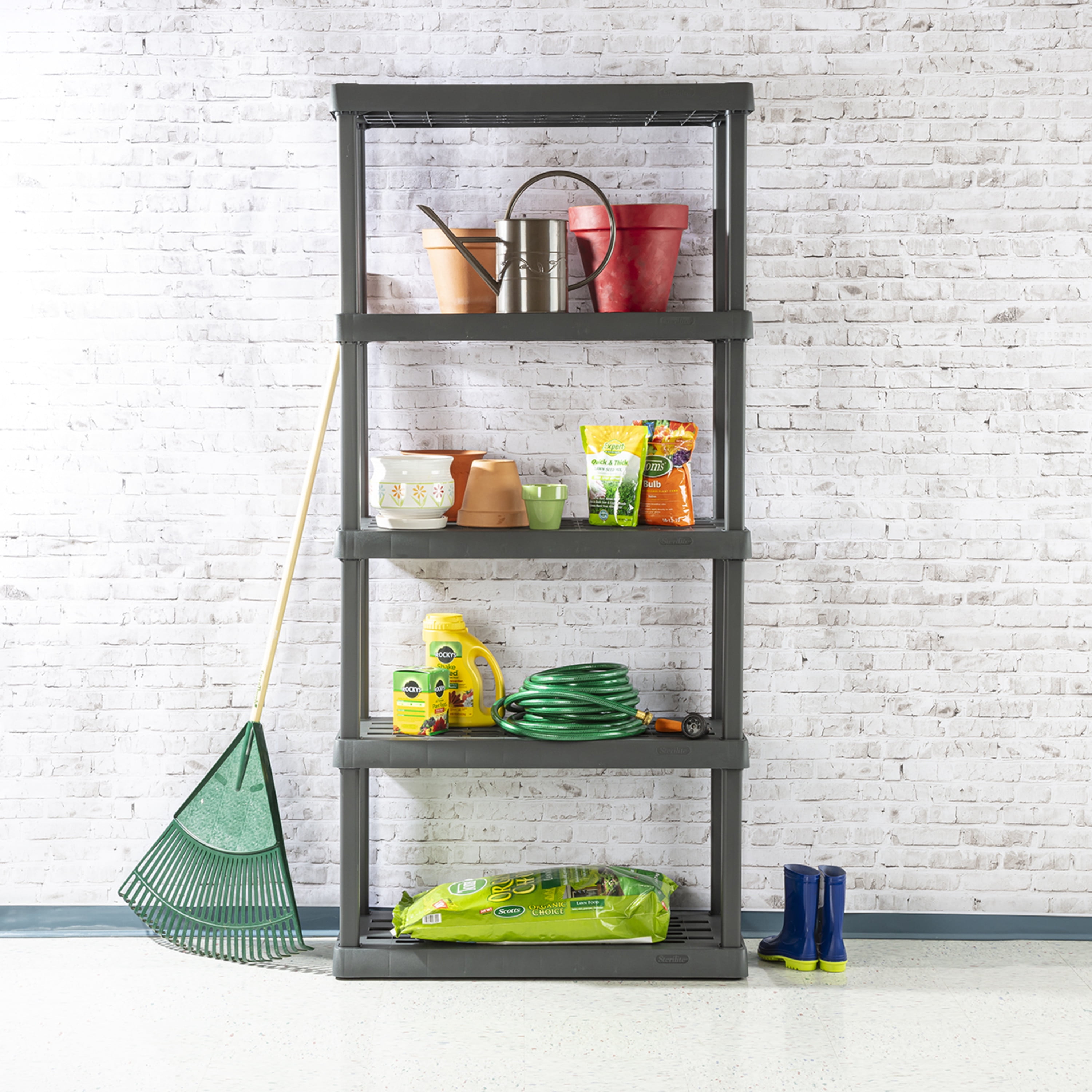 Sterilite 5 Shelf Unit Plastic, Flat Gray