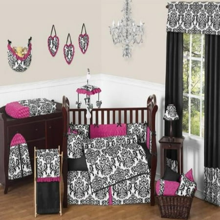 Sweet Jojo Designs Designer Hot Pink Black And White Isabella Baby Sweet Jojo Designs Designer Hot Pink Black And White Isabella Baby Girls Bedding 9 Pc