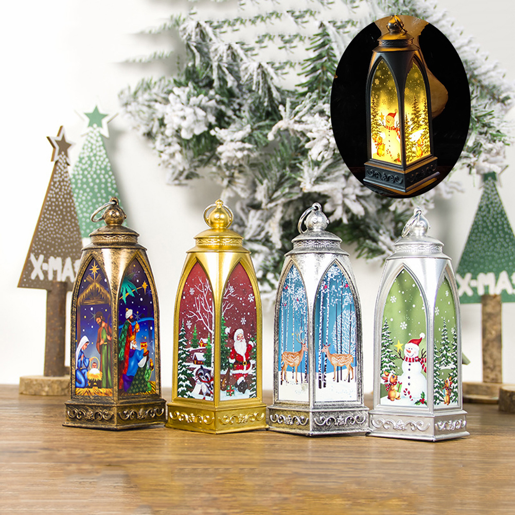 Claus santa victorian christmas Cheers Christmas Santa Claus LED Lamp Light Hanging Lantern Crafts