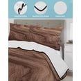 thumbnail image 4 of Quilts Twin XL Size, Retro Wood Grain Soft Comforter Bedding Set for Bed, Rustic Farmhouse Wooden Board Brown Lightweight Quilted Bedspread with Pillow Cover(2 Pieces) for All Season, 68x98 Inch, 4 of 6