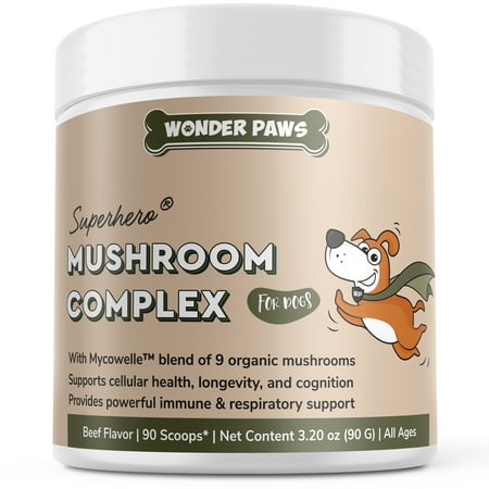 Organic Mushroom Complex for Dogs-Turkey Tail, Reishi, Lions Mane-Immunity, Allergy Support-90ct
