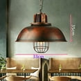 thumbnail image 4 of Rust Color Industrial Iron Pendant Light - Round 12.99*13.78in Ceiling Light for Home & Bar Decor (Not Included Light Source ), 4 of 12