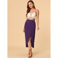 thumbnail image 4 of Unique Bargains Jupe Longue Décontractée pour Femmes Taille Élastique Fendue Asymétrique, 4 of 6
