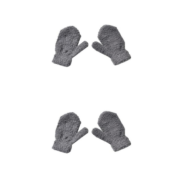 Sonducket 1 par de manoplas para niños Estilo simple Calentador de manos de color sólido Cómoda manopla gruesa para niños pequeños para Gris oscuro 2Conjunto