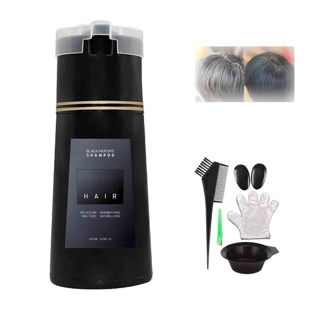 Maojin Champú Champú para el cabello Champú colorante Champú Suave y de color rápido Teñido no irritante (negro/marrón/marrón claro/morado/rojo) 200 ml(Buy 2 Save 10%)