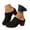 Black, variant on Womens Summer Sandals Cutout Block Heel Slip-On Clogs Casual Fashion Flower Embroidery Closed Toe Holiday Slippers