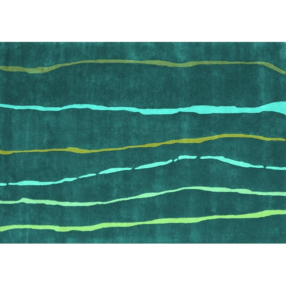 Ahgly Company Indoor Rectangle Abstract Turquoise Blue Contemporary Area Rugs, 4' x 6'