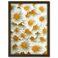 thumbnail image 1 of Daisy Blossoms Linocut Pattern Modern Painting Artwork Framed Wall Art Print A4, 1 of 4