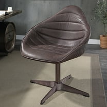 Acme Furniture Pipino Accent Chair with Swivel in Antique Ebony Top Grain Leather, Indoor